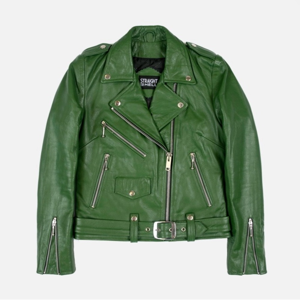 Straight to Hell Cactus Green Leather Jacket